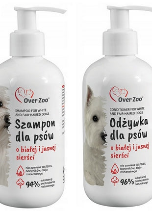 Over Zoo Dwupak Szampon + Odżywka dla białej sierści