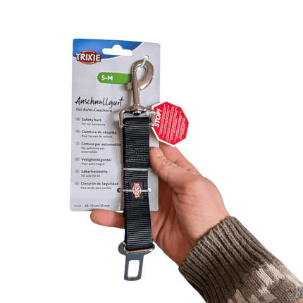 Trixie schwarze Kurzleine für sicheres Autofahren - mit Karabiner zum Befestigen am Geschirr - 45-70 cm