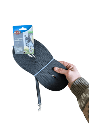 Trixie Hundeleine Schleppleine Gummibeschichtet Schwarz – 5, 10 oder 15 Meter