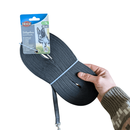 Trixie Hundeleine Schleppleine Gummibeschichtet Schwarz – 5, 10 oder 15 Meter