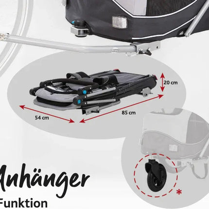 Trixie Hundefahrradanhänger Faltbar Grau – Bequemes und sicheres Radfahren mit Ihrem Hund – 3 Größen