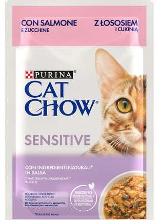 Purina Cat Chow Sensitive Łosoś saszetki 3+1 GRATIS 4x85g