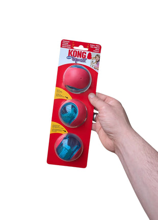 Kong Squeez Action Red - 3 Stück - Extra hoch springender Ball für Hunde mit Quietscher