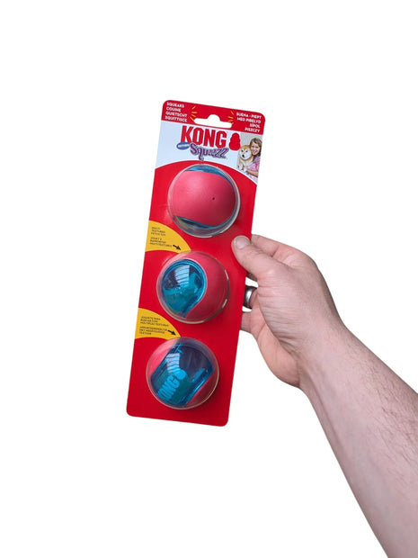 Kong Squeez Action Red - 3 Stück - Extra hoch springender Ball für Hunde mit Quietscher